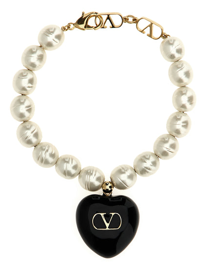 Bracelet Valentino Garavani en laiton noir avec pendentif VLogo