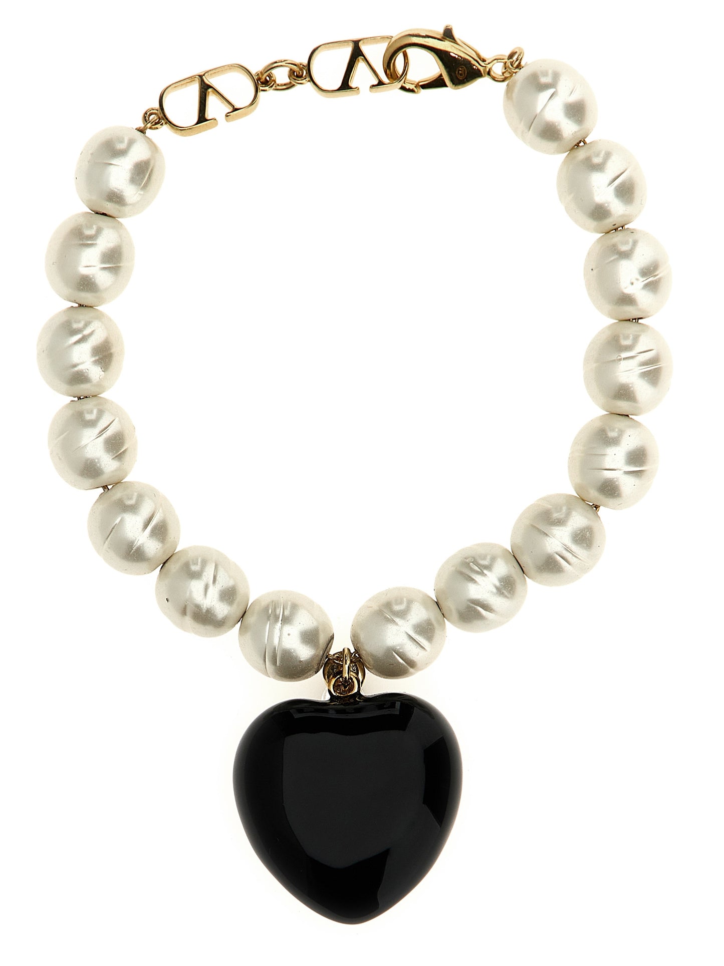 Bracelet Valentino Garavani en laiton noir avec pendentif VLogo