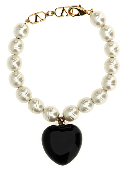 Bracelet Valentino Garavani en laiton noir avec pendentif VLogo