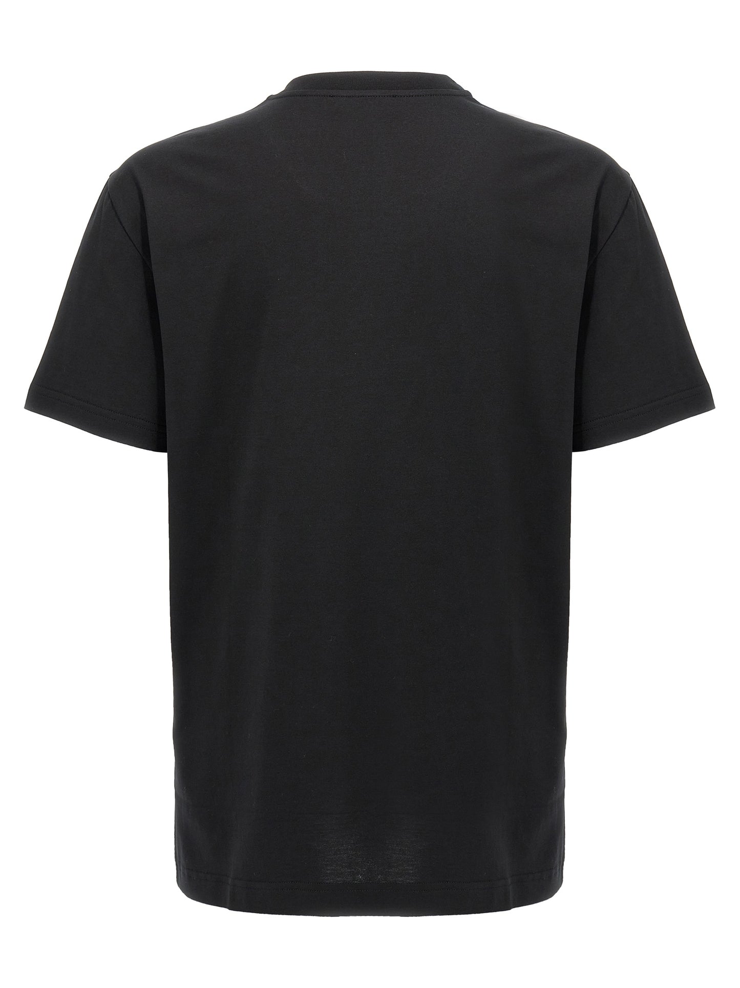 T-shirt Noir En Coton Avec Broderie Frontale Dolce & Gabbana
