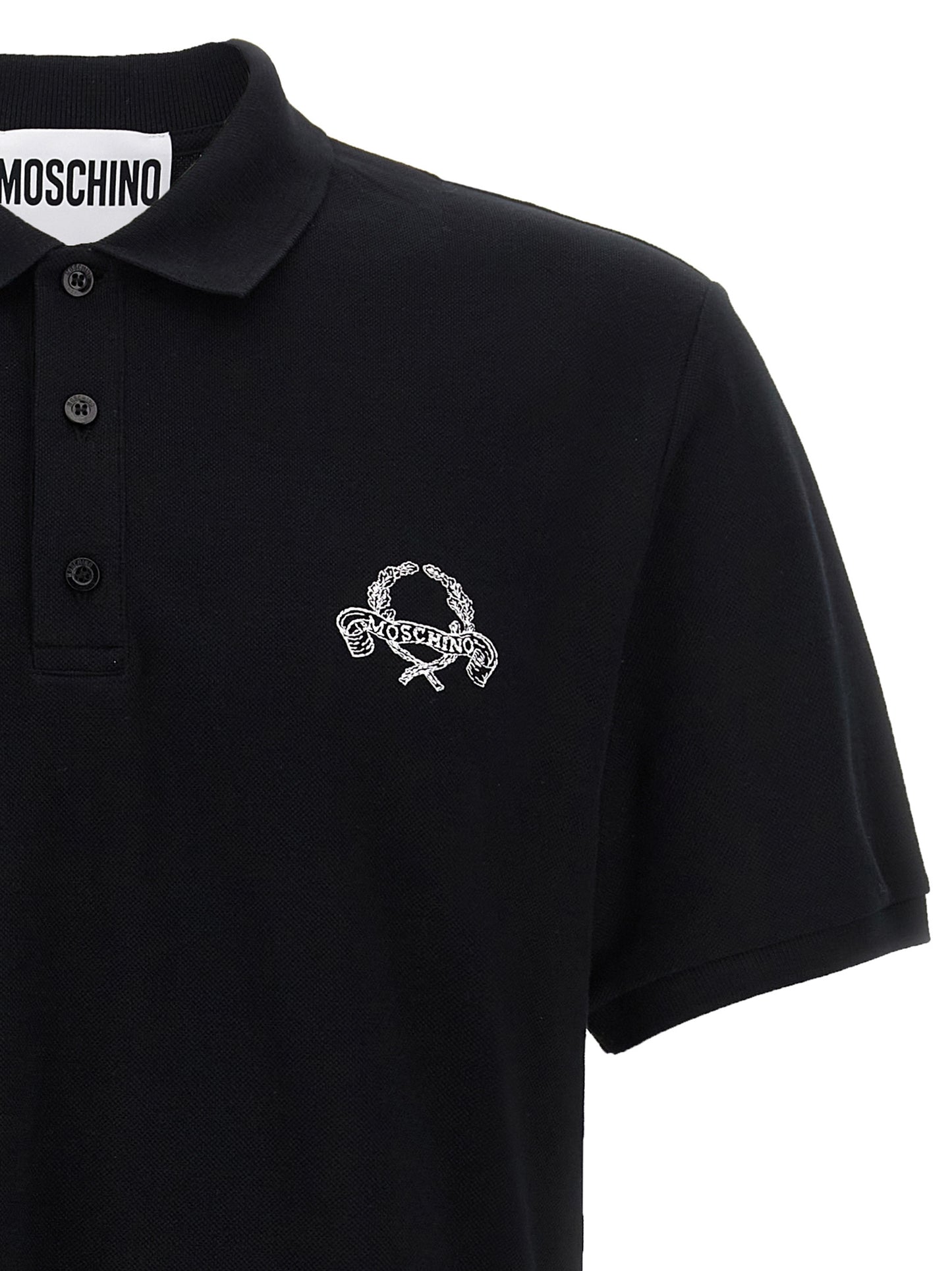 Polo Moschino en coton noir