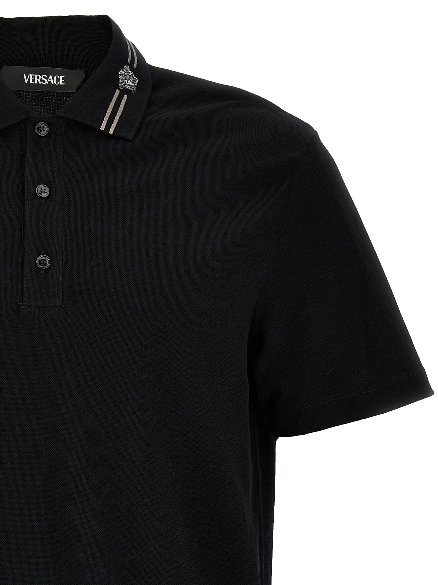 Polo en coton noir Versace