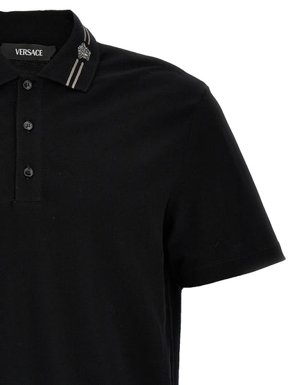 Polo en coton noir Versace