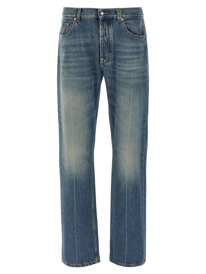Alexander McQueen Jeans Rectos de Algodón Azules
