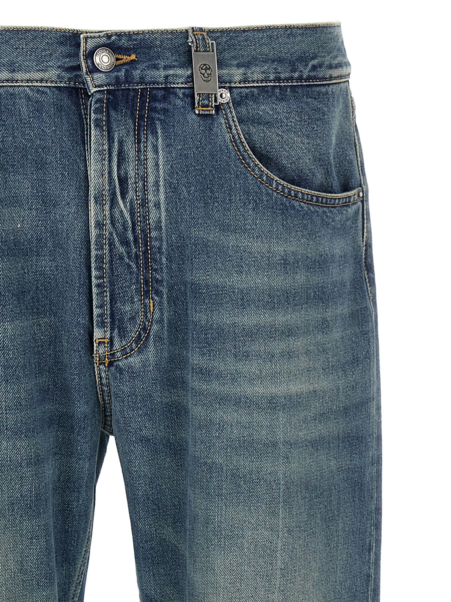 Alexander McQueen Jeans Rectos de Algodón Azules