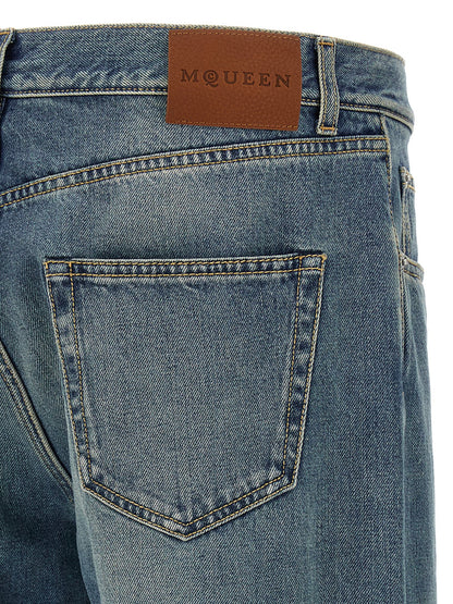 Alexander McQueen Jeans Rectos de Algodón Azules