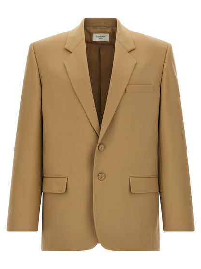 Blazer de lana beige de Saint Laurent