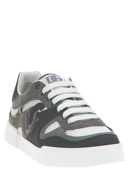 Dolce & Gabbana Zapatillas Deportivas De Cuero De Becerro Gris
