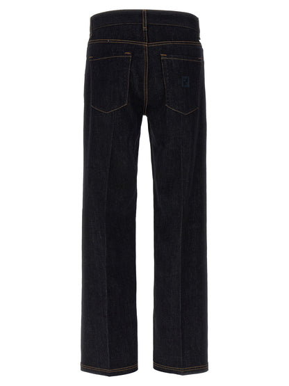 Vaqueros de pierna recta de algodón azul Fendi