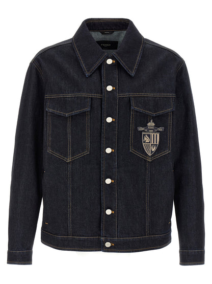 Chaqueta Vaquera De Denim De Algodón En Color Azul Fendi