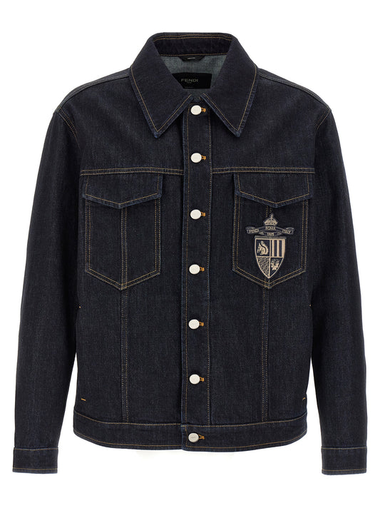 Chaqueta Vaquera De Denim De Algodón En Color Azul Fendi