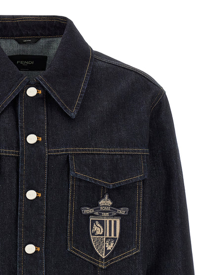 Chaqueta Vaquera De Denim De Algodón En Color Azul Fendi