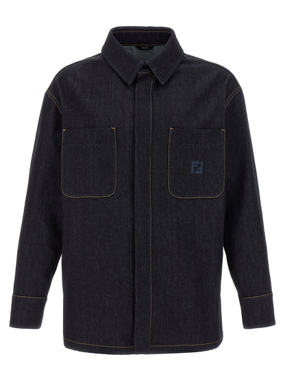 Chaqueta de mezclilla Fendi de algodón azul