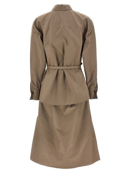 Vestido Midi Fendi De Algodón Gris Prenda Básica Cómoda