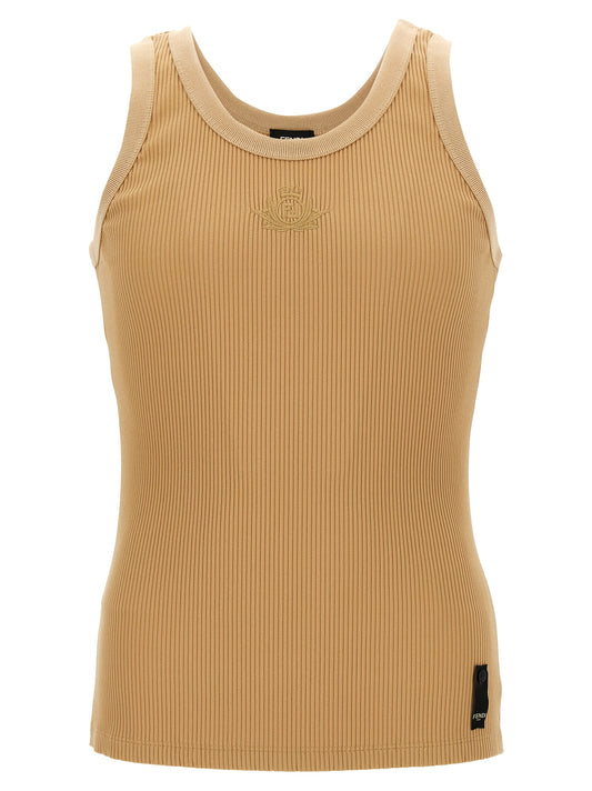 Fendi Tops sin mangas de poliamida beige