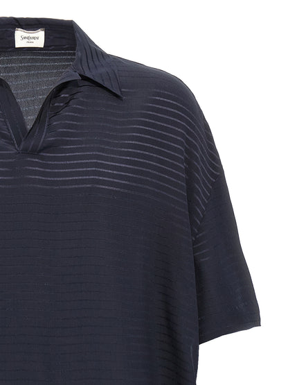 Chemise polo en soie bleue Saint Laurent Vêtement de luxe