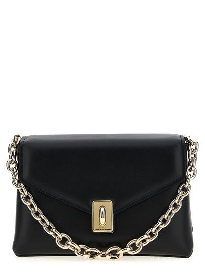 Bolso de hombro de cuero negro Furla