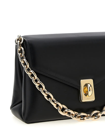 Bolso de hombro de cuero negro Furla
