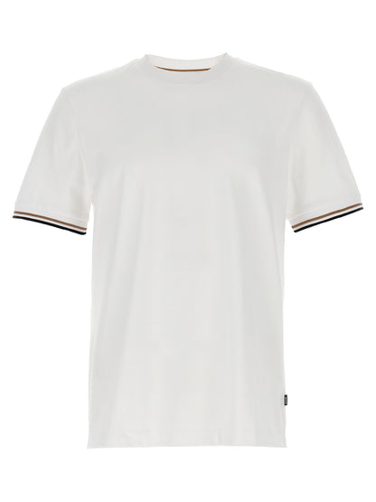 T-shirt Hugo Boss Thompson 04 Crochet en Manches de Coton Durable Blanc