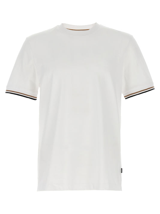Camiseta Hugo Boss Thompson 04 Crochet en Mangas de Algodón Blanco Sostenible