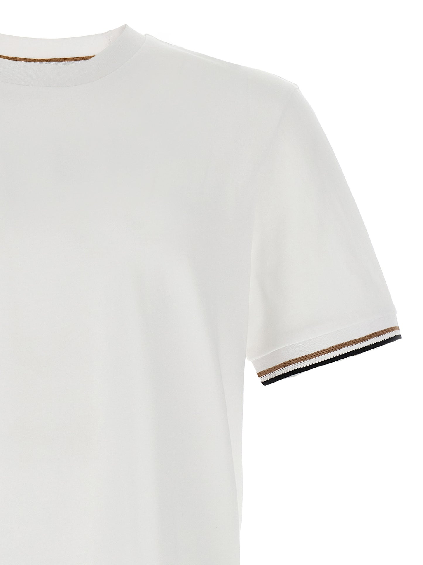 T-shirt Hugo Boss Thompson 04 Crochet en Manches de Coton Durable Blanc