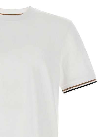 T-shirt Hugo Boss Thompson 04 Crochet en Manches de Coton Durable Blanc