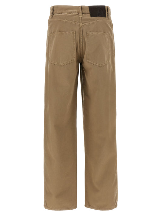 Pantalones informales de algodón beige Burberry