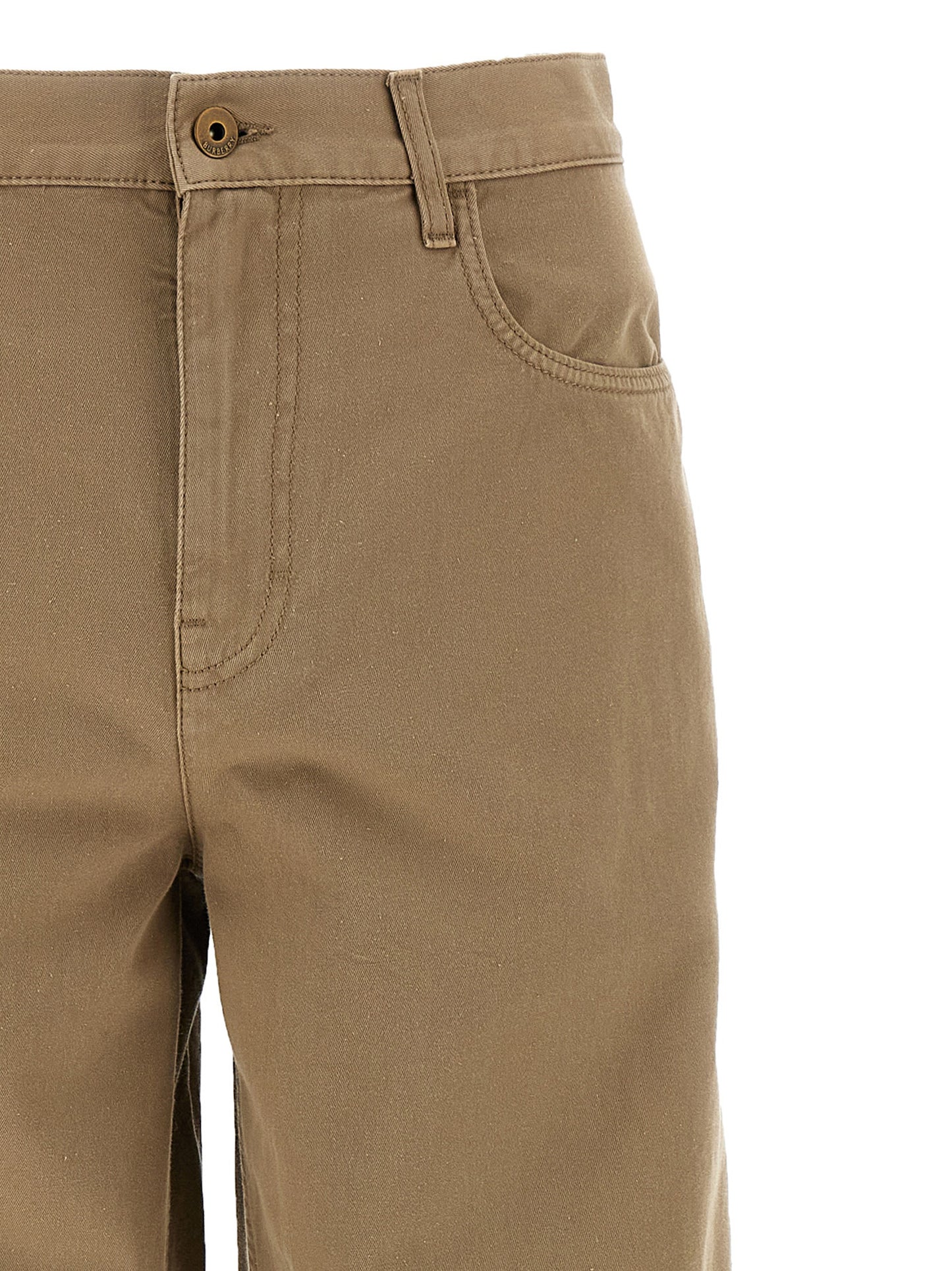 Pantalones informales de algodón beige Burberry