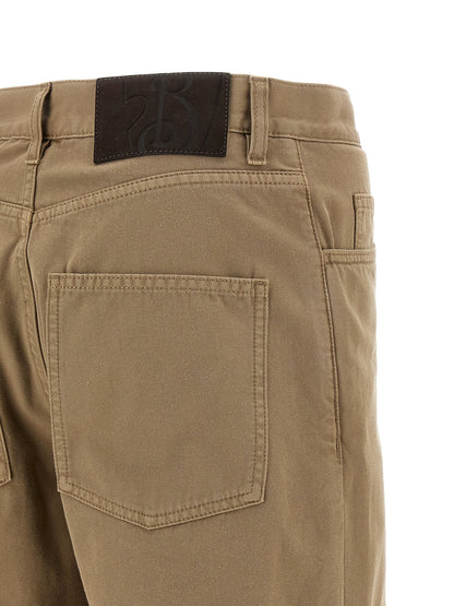 Pantalones informales de algodón beige Burberry