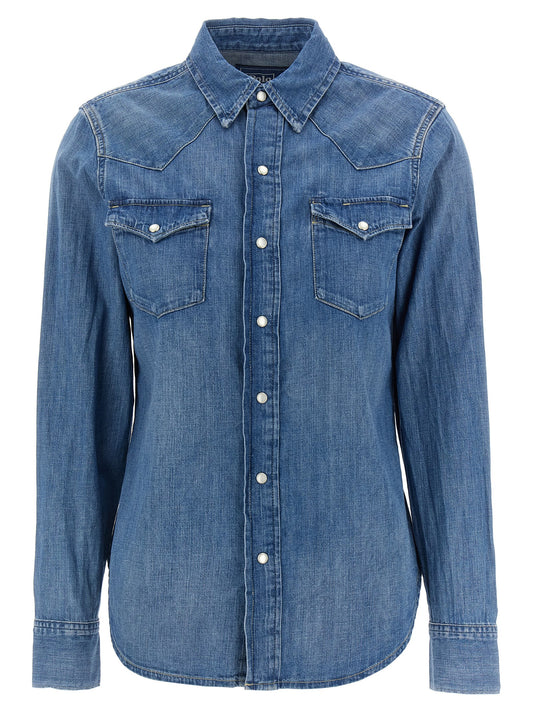 Blusa De Algodón Azul Estilo Clásico Polo Ralph Lauren