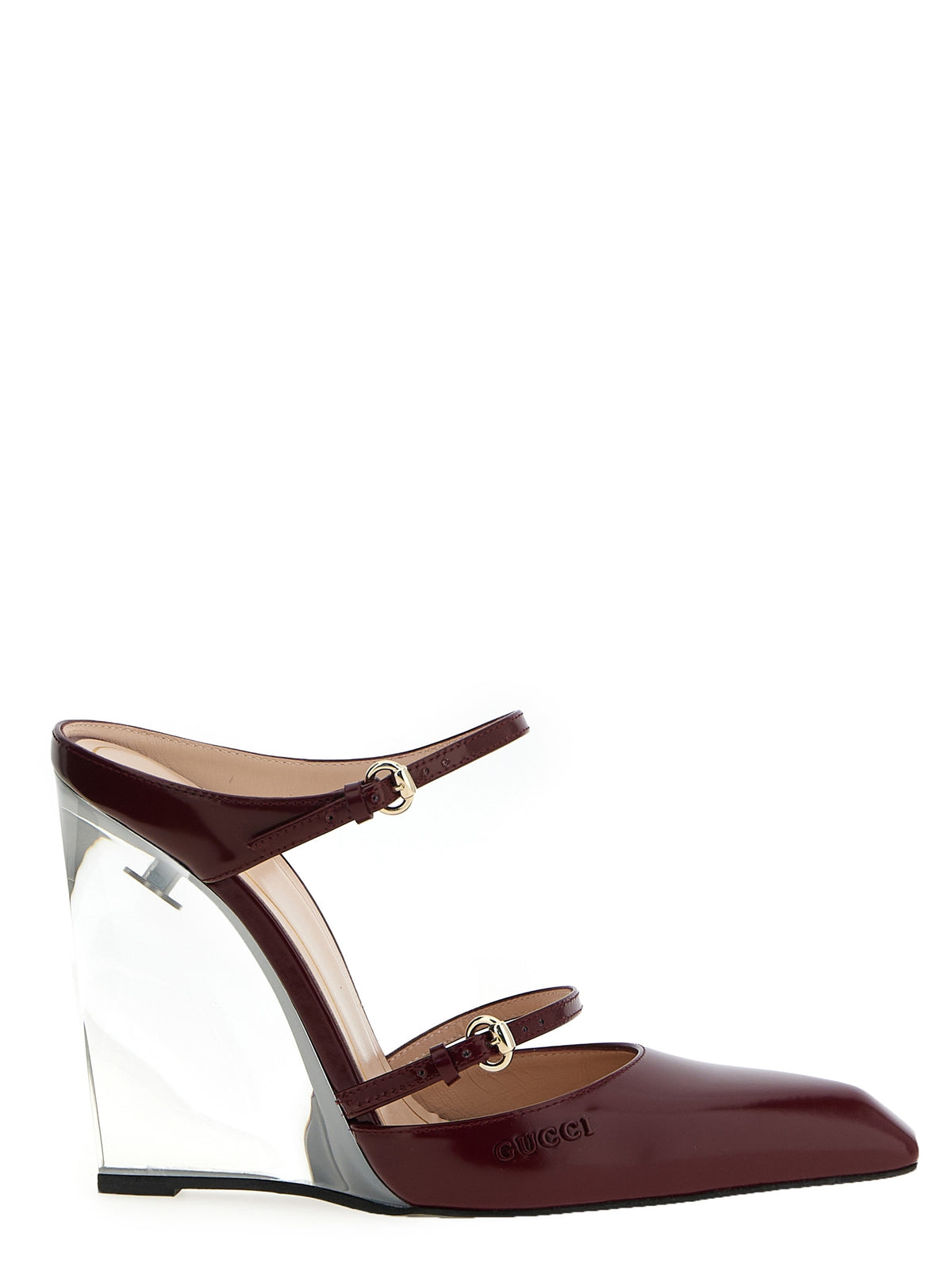 Sandalias Gucci De Tacón De Cuña En Piel Multicolor