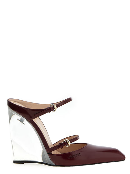 Sandalias Gucci De Tacón De Cuña En Piel Multicolor