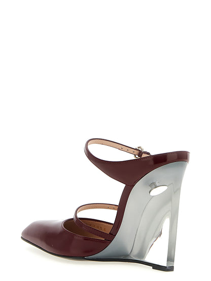 Sandalias Gucci De Tacón De Cuña En Piel Multicolor