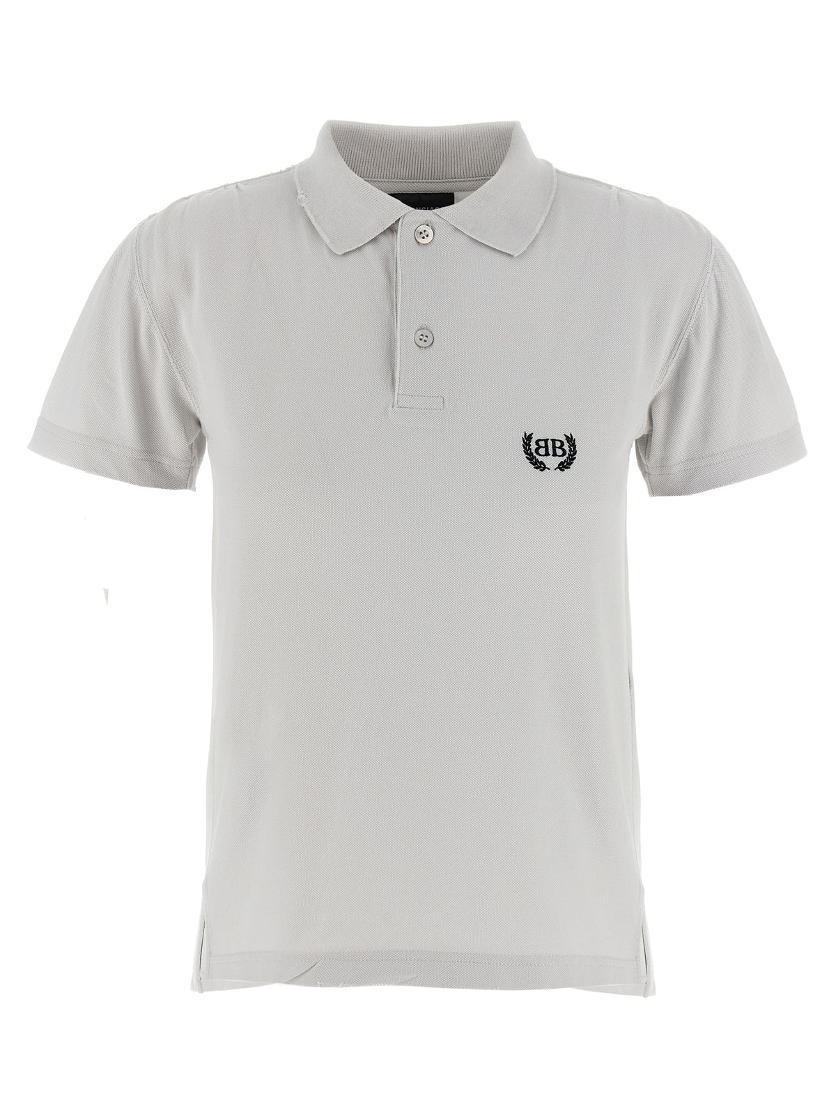 Polo Balenciaga en coton gris avec finition usée