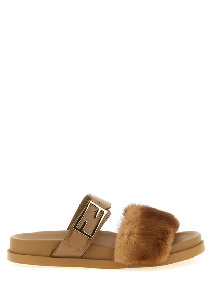 Sandales Fendi en cuir marron avec fermeture réglable