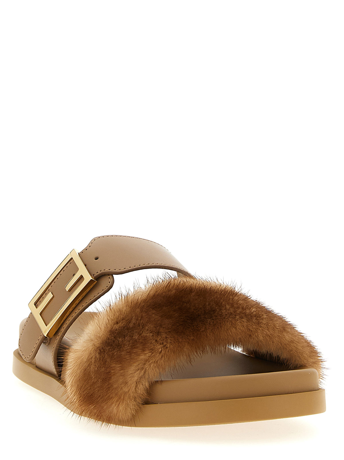 Sandales Fendi en cuir marron avec fermeture réglable