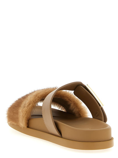 Sandales Fendi en cuir marron avec fermeture réglable