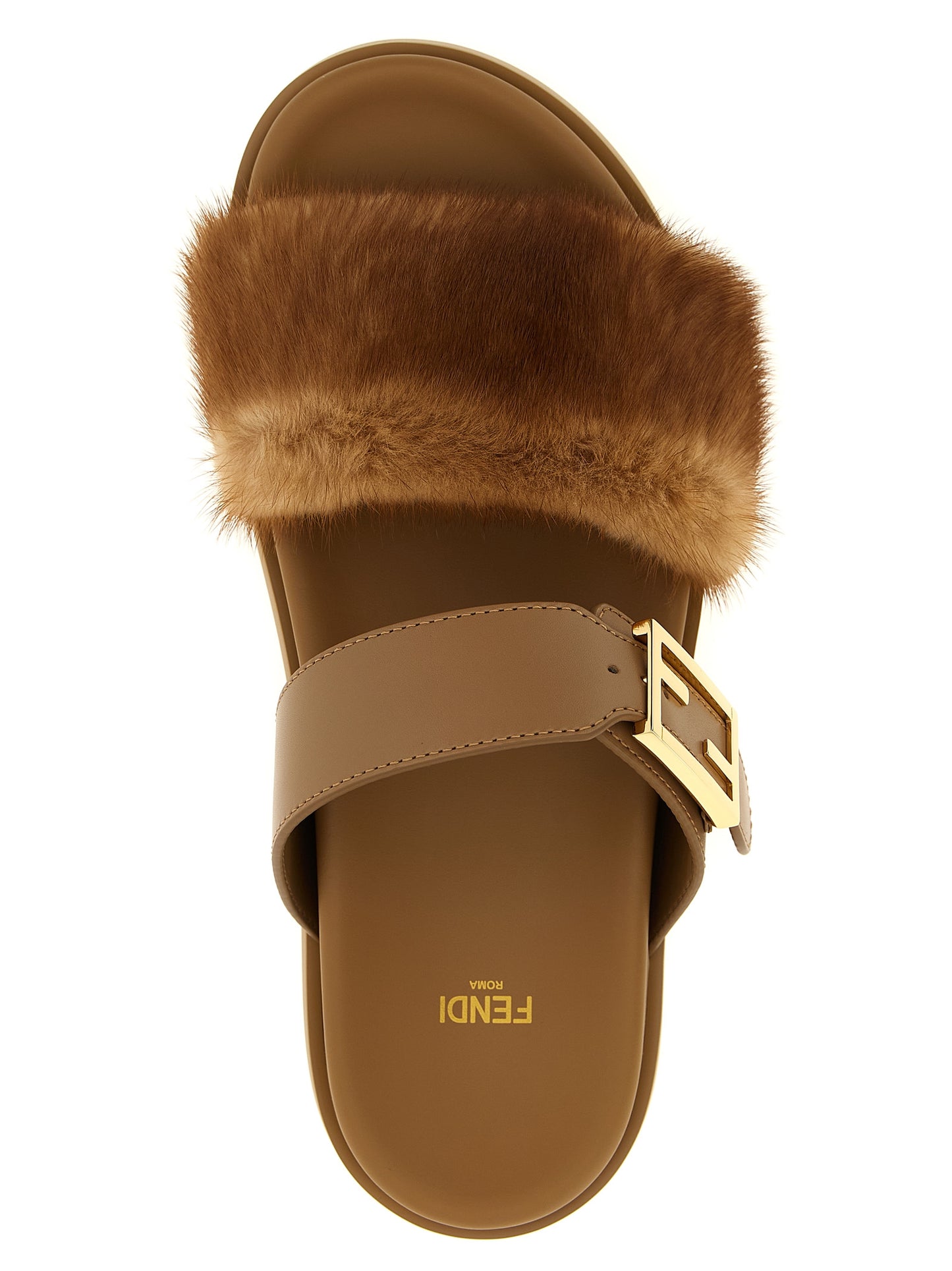 Sandales Fendi en cuir marron avec fermeture réglable