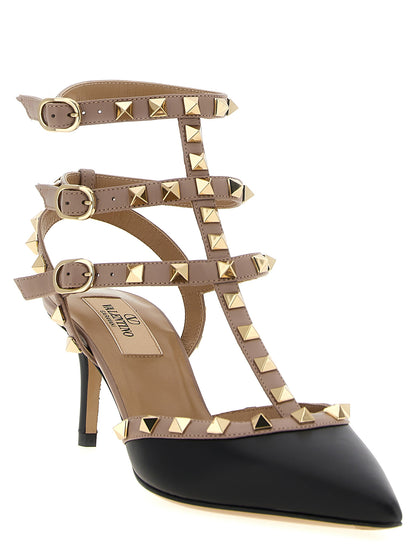 Escarpins Valentino Garavani À Talon Carré Midi En Cuir D'agneau Multicolore
