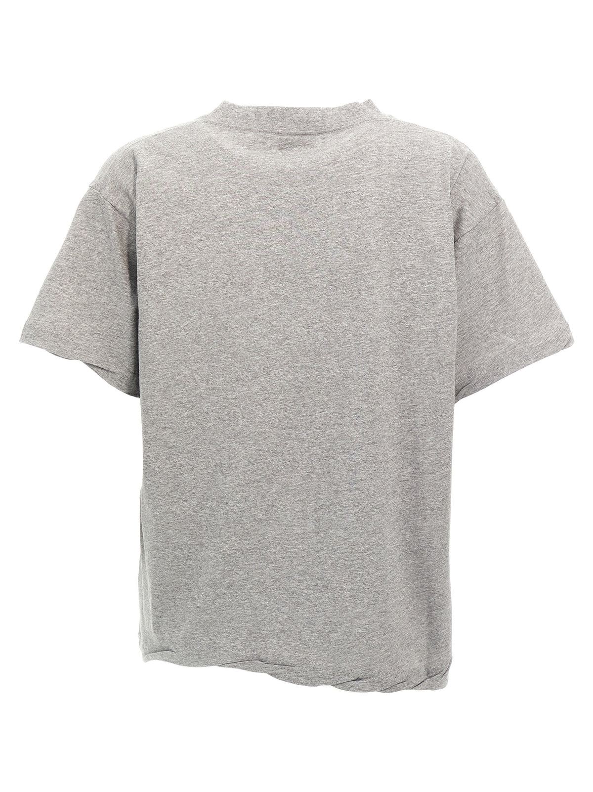 T-Shirt Balenciaga En Coton Mélangé Gris Avec Écusson Avant
