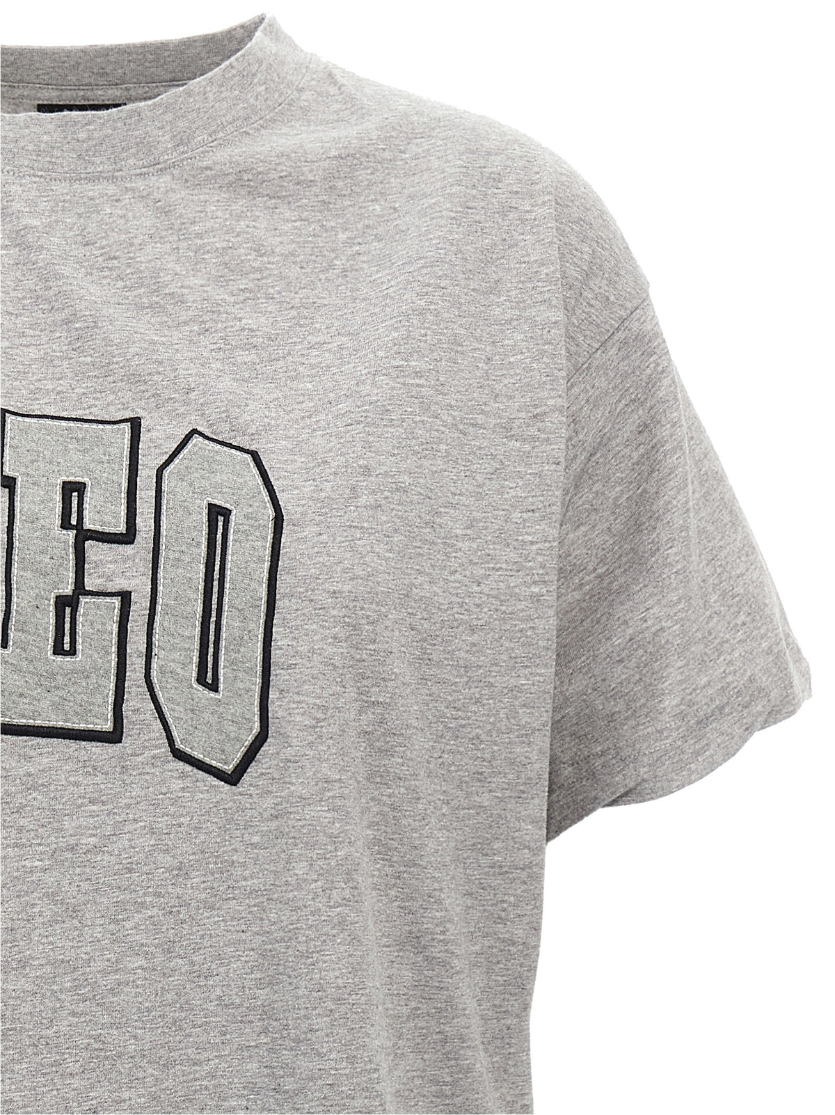 T-Shirt Balenciaga En Coton Mélangé Gris Avec Écusson Avant