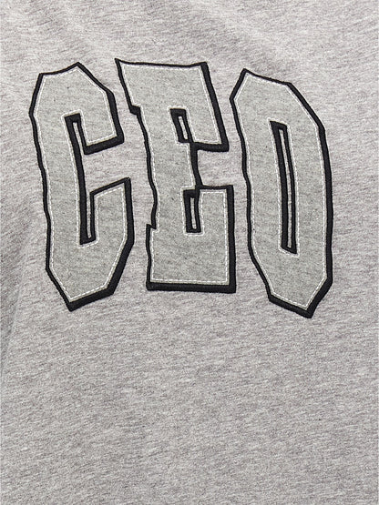 T-Shirt Balenciaga En Coton Mélangé Gris Avec Écusson Avant