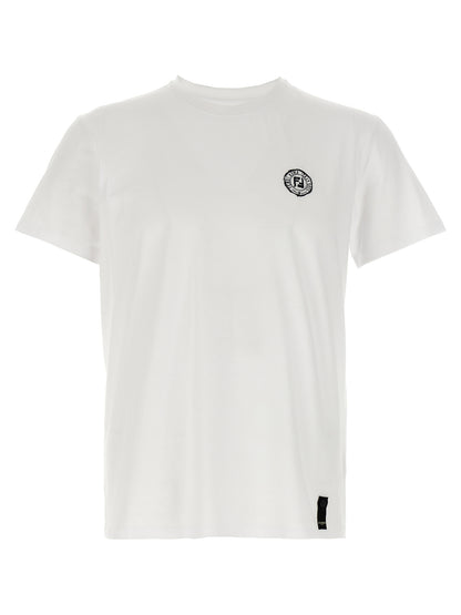 Fendi White Cotton T-shirt with Postcards Appliqué