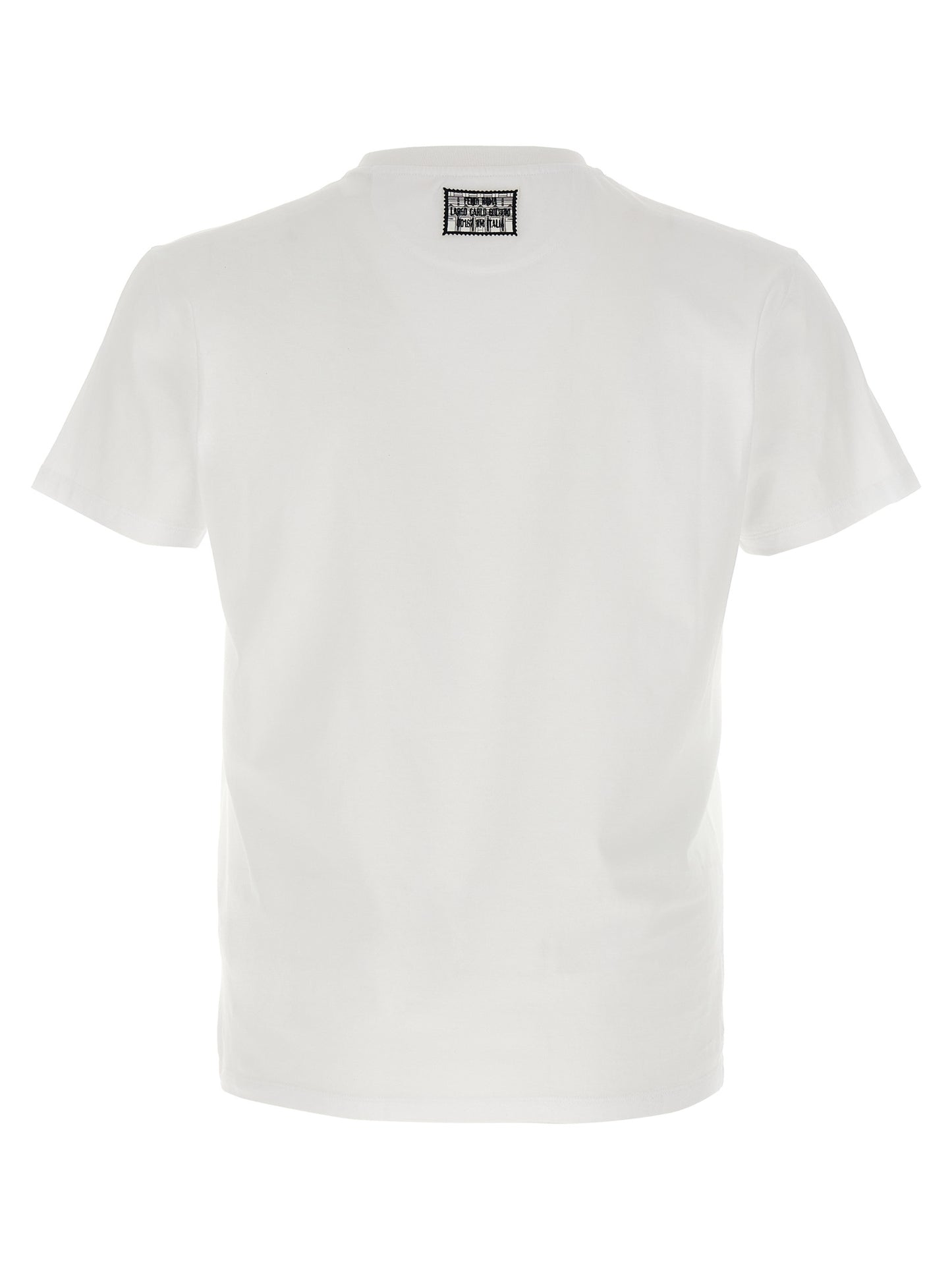 Fendi White Cotton T-shirt with Postcards Appliqué