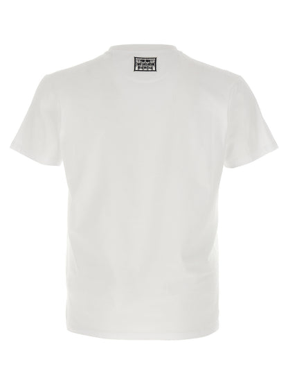 Fendi White Cotton T-shirt with Postcards Appliqué