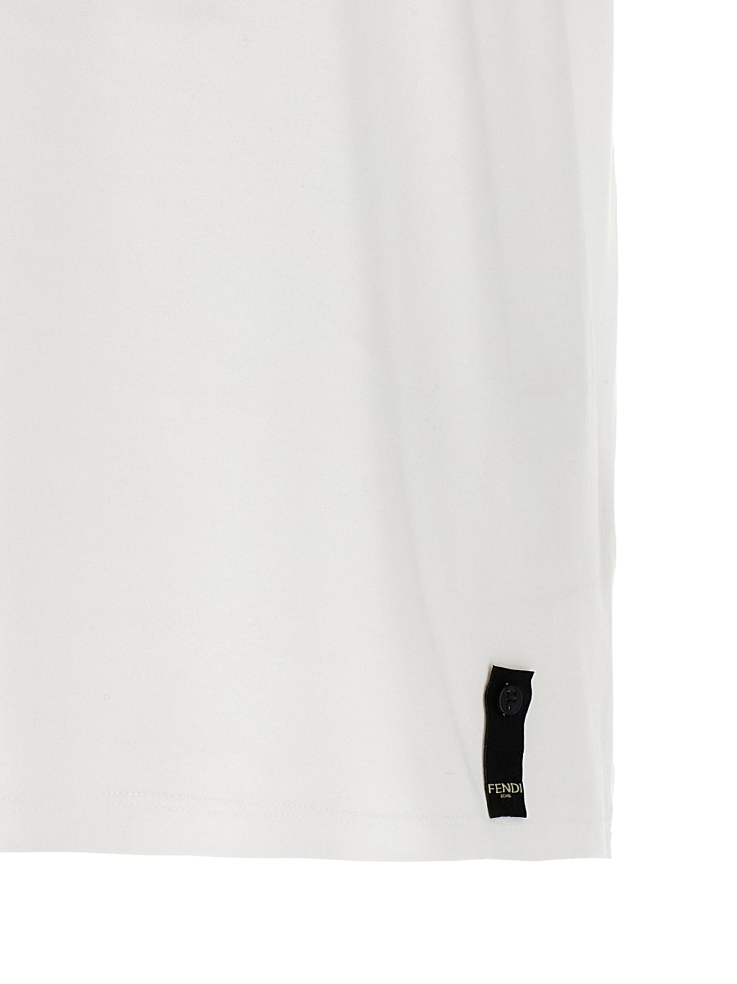 Fendi White Cotton T-shirt with Postcards Appliqué