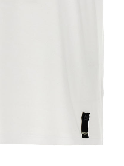 Fendi White Cotton T-shirt with Postcards Appliqué