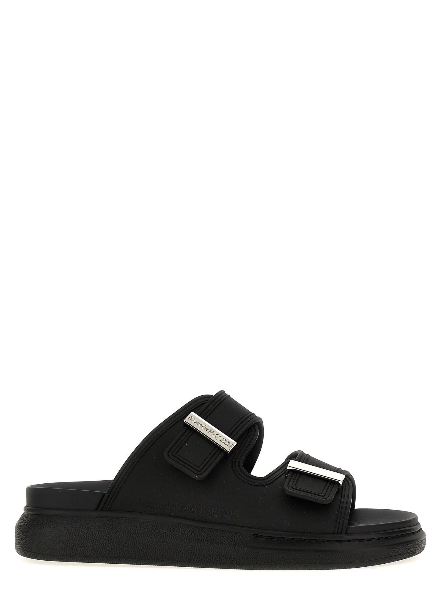 Alexander McQueen Black Rubber Slide Sandals
