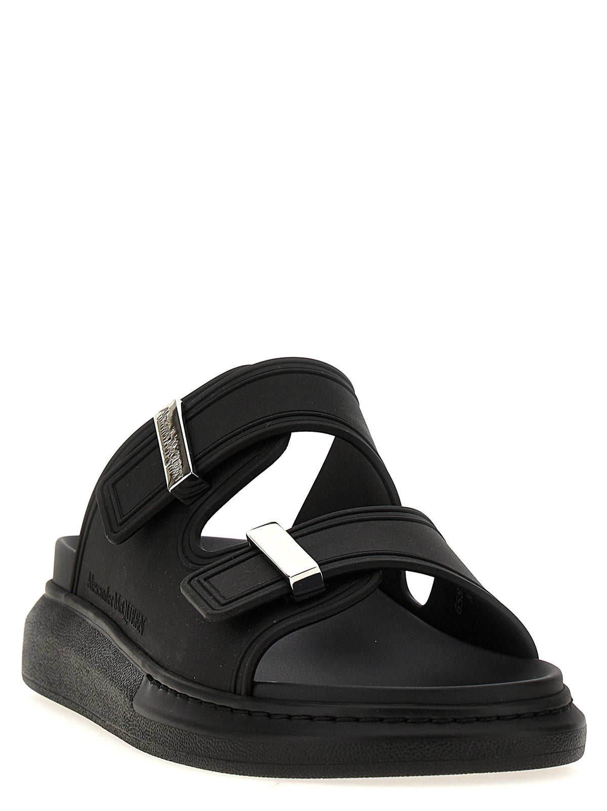 Alexander McQueen Black Rubber Slide Sandals