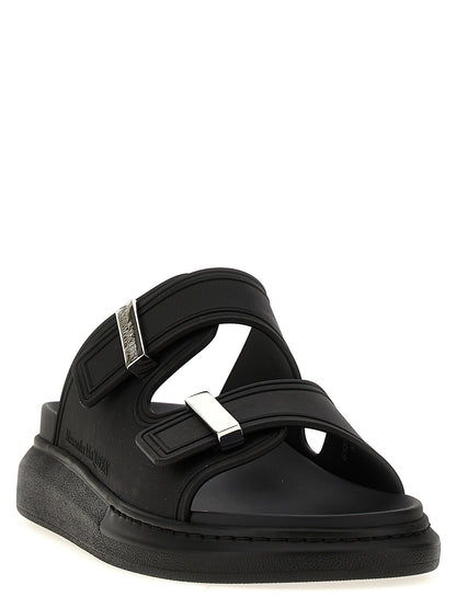 Alexander McQueen Black Rubber Slide Sandals